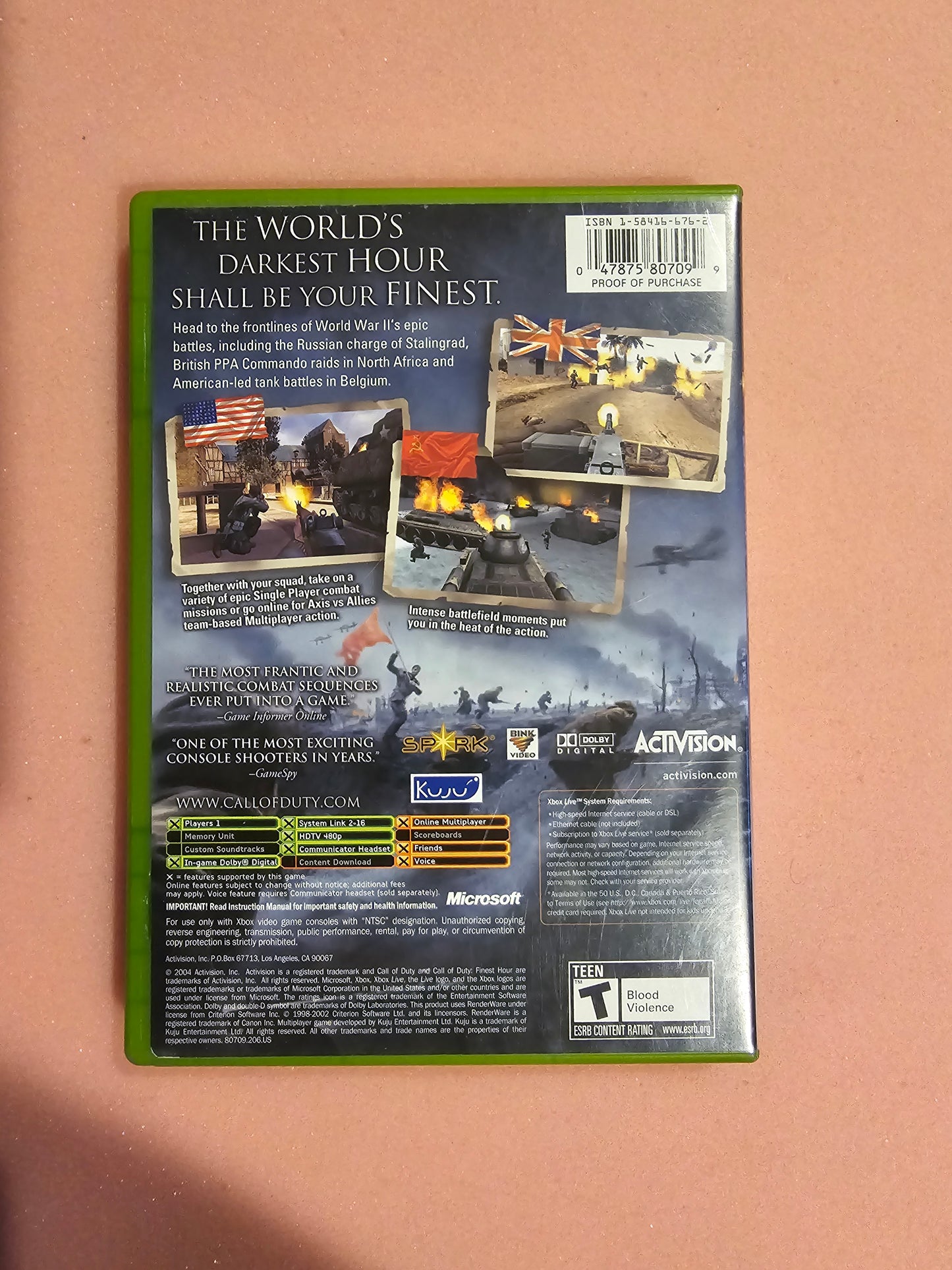 Call of Duty Finest Hour - Original Xbox - Complete In Box