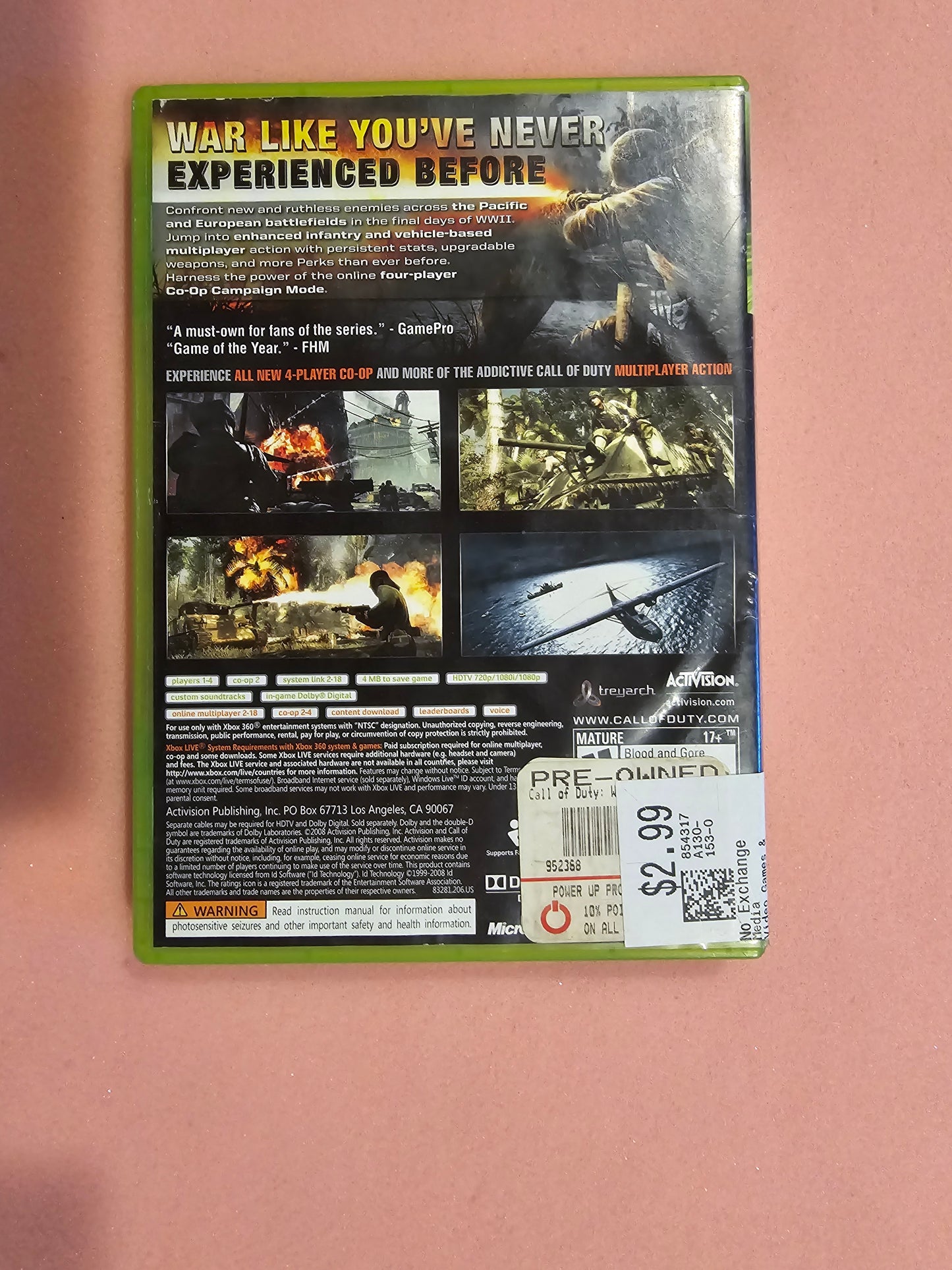 Call of Duty World at War - Xbox 360 - Complete In Box