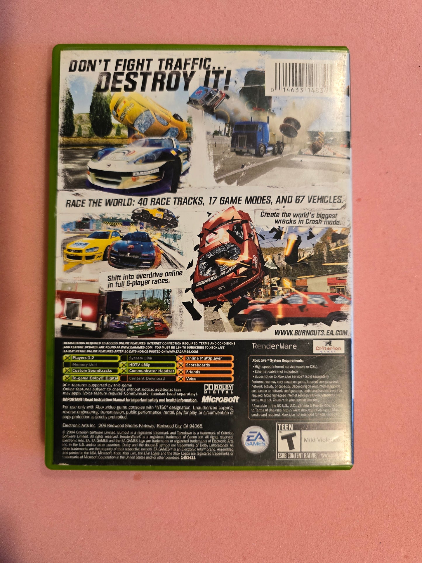 Burnout 3 Takedown - Original Xbox - Case & Manual ONLY