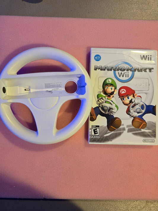 Mario Kart Wii With Steering Wheel - Nintendo Wii - Complete In Box