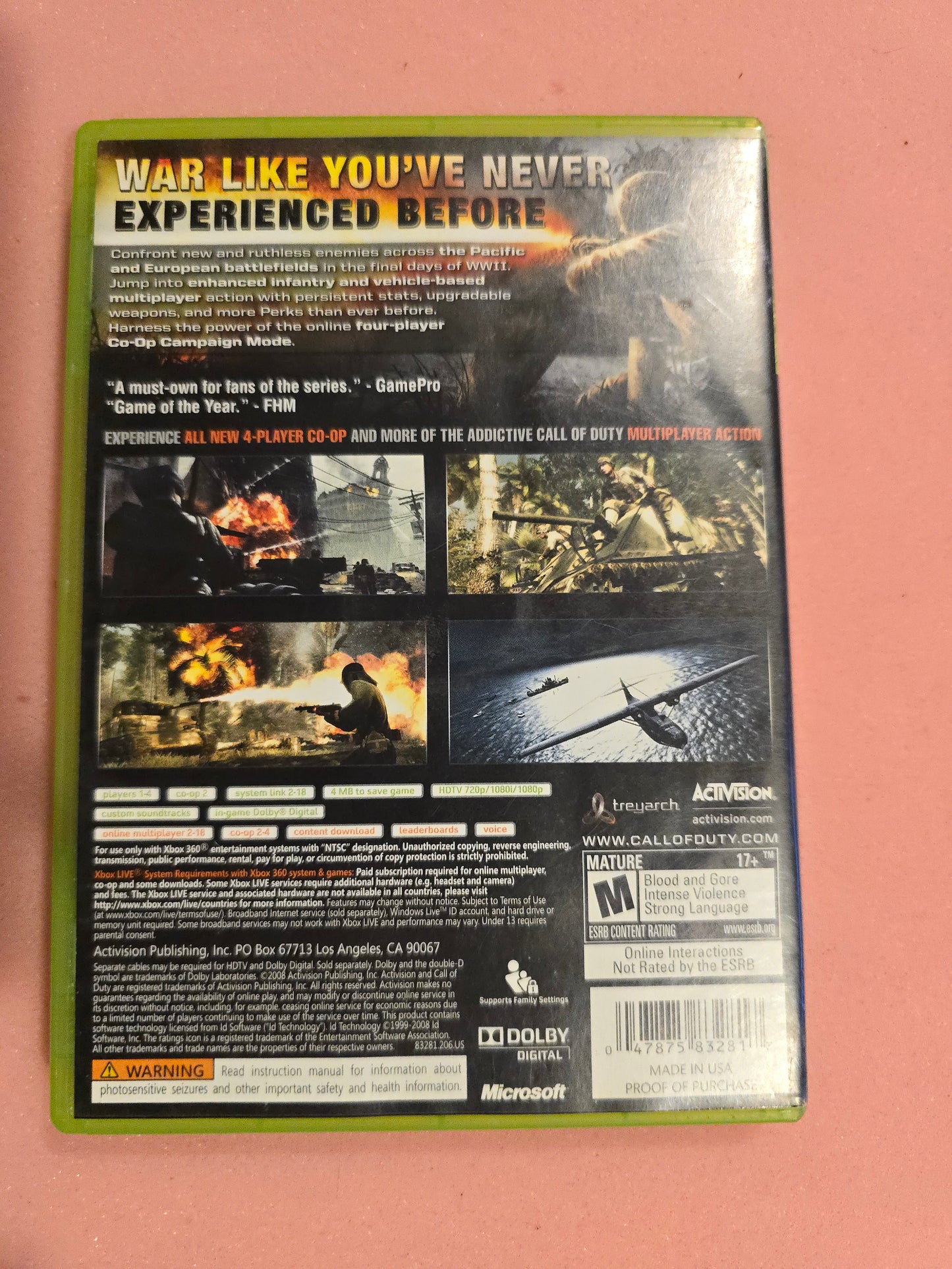 Call of Duty: World at War - Xbox 360 - Complete In Box